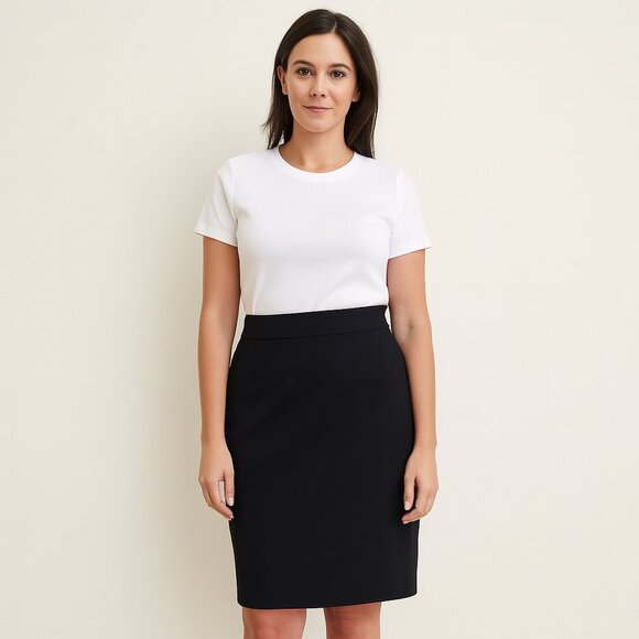Calvin Klein Black A-Line Skirt Size 14 | Classic Workwear Career Office Chic - Picture 1 of 9